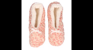 Ballerina pantoffels- panterprint/luipaardprint - roze - dames - sloffen