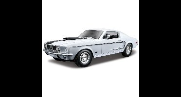 Bburago Modelauto Ford Mustang - GT Cobra 1968 - wit/ zwart - 24 cm - schaal 1:18 - speelgoedauto