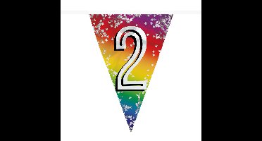Boland Vlaggenlijn 2 jaar - 6 meter - glitter folie - slinger - 2e verjaardag versiering