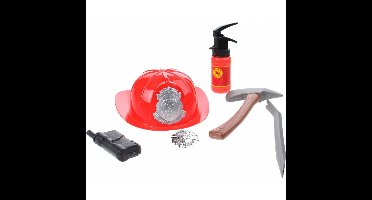 Brandweer verkleed speelgoed set - accessoires - kinderen - plastic - helm, blusser etc