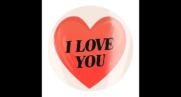 Cadeausticker - 1x - rond - I Love You hart - 9 cm - transparant - sticker