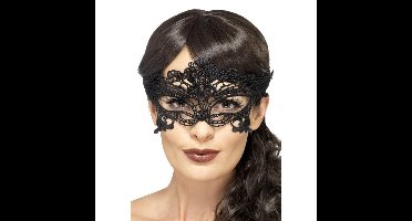 Carnaval gemaskerd bal kanten oogmasker - zwart - voor dames