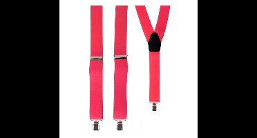 Carnaval verkleed bretels - fluor roze - polyester - volwassenen/heren/dames