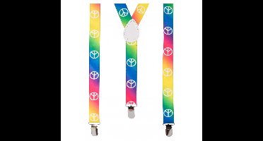 Carnaval verkleed bretels - hippie/peace/sixties - polyester - volwassenen/heren/dames