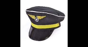 Carnaval verkleed piloten pet/hoed - zwart - voor volwassenen - one size