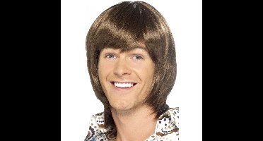 Carnaval verkleed seventies pruik voor heren - half lange haren - Abba look - bruin