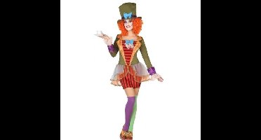 Clown met hoge hoed verkleed set voor dames