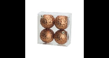 Cosy & Trendy Kerstballen - 4 stuks - koperkleur - kunststof - 8 cm
