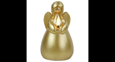 Countryfield LED kaars engel - goud - H14,5 cm - wax kaars op batterijen - kerst thema