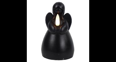 Countryfield LED kaars engel - zwart - H11,5 cm - wax kaars op batterijen - kerst thema