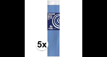 Crepe papier platte vellen - 5x - ijsblauw - 250 x 50 cm - Knutselen met papier - Knutselspullen