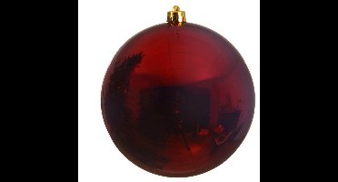 Decoris Kerstbal - donkerrood - groot - 20 cm - kunststof - glans