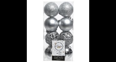 Decoris Kerstballen - 16x st - zilver - D6 cm - kunststof - kerstversiering