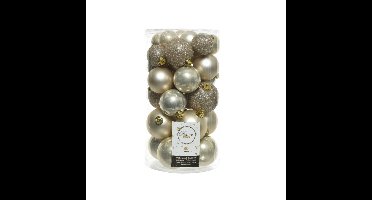 Decoris kerstballen - 30x st - champagne - 4-5-6 cm - kunststof - kerstversiering