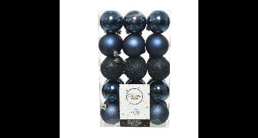 Decoris kerstballen - 30x st - donkerblauw - D6 cm - kunststof - kerstversiering