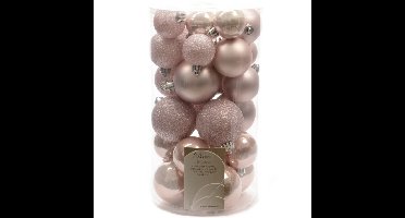 Decoris kerstballen - 30x st - lichtroze - 4-5-6 cm - kunststof - kerstversiering