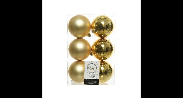 Decoris Kerstballen - 6x stuks - goud - kunststof mat/glans - 8 cm