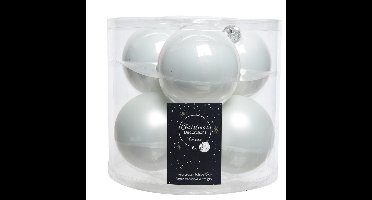 Decoris Kerstballen - 6x stuks - winter wit - glas - 8 cm - kerstversiering