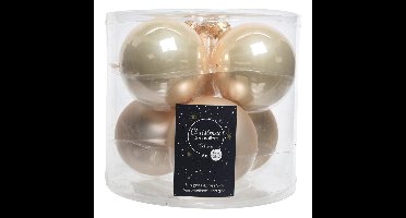 Decoris Kerstballen - glas - 6 stuks - champagne - 8 cm
