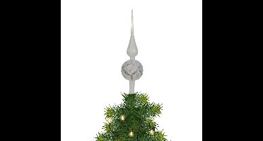 Decoris kerstboom piek - gedecoreerd - wit - ijslak - glas - H31 cm - kerstboompiek