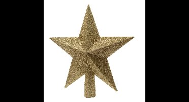 Decoris kerstboom piek - ster vorm - goud - glitter - 19 cm - kunststof - kerstpiek