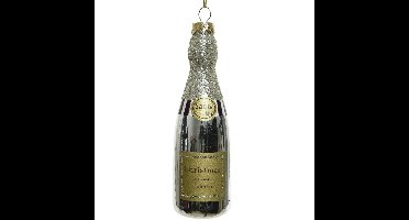 Decoris Kersthanger - champagne fles - 12 cm - kerstversiering