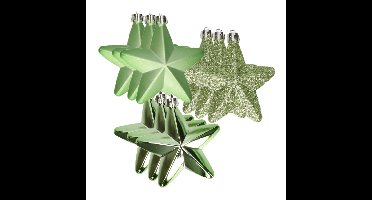 Decoris kersthanger sterren - 6x st - groen - 7 cm - kunststof - kerstornamenten