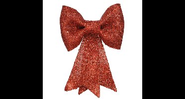 Decoris Kersthanger strik - rood - glitters - pailletten - 14 cm