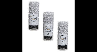 Decoris Kralenslinger - 3x - wit - 10 meter - kunststof - glans - kerstslinger - kerstversiering