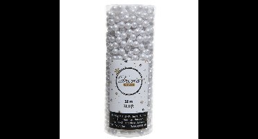 Decoris Kralenslinger - wit - 10 meter - kunststof - glans - kerstslinger - kerstversiering