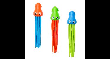 Duikringen inktvissen - 3x stuks - gekleurd - kunststof - duik spelletjes - zwembad speelgoed