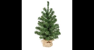 Everlands Mini kerstboom/kunstboom - groen - 45 cm - in jute zak