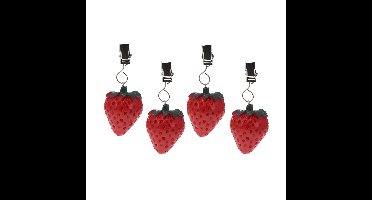 Excellent Houseware Tafelkleedgewichtjes/hangers - 4x - aardbei - kunststeen - rood