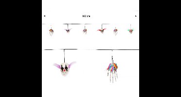 Feestdecoratie slinger met horror clown hoofden en handen 183 cm