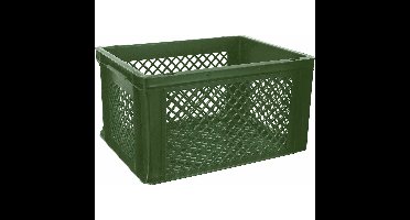 Fietskrat - legergroen - lichtgewicht - 40 x 30 x 22 cm - melkkrat