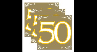 Folat 50 jaar feest tafel servetten - 60x stuks - verjaardag/jubileum - 33 x 33 cm - versiering