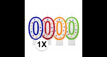 Folat Verjaardag cijferkaars 0 - Multi - met stippen - feest taart kaarsjes - versiering