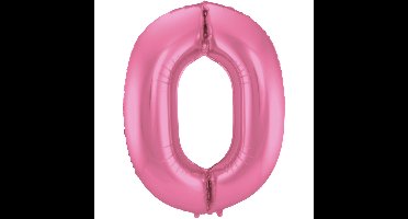 Folat Verjaardag Leeftijd folieballon - 0 jaar - roze - 86 cm - cijferballon groot
