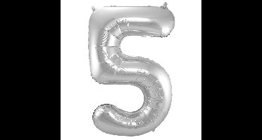 Folat Verjaardag Leeftijd folieballon - 5 jaar - zilver - 86 cm - cijferballon groot