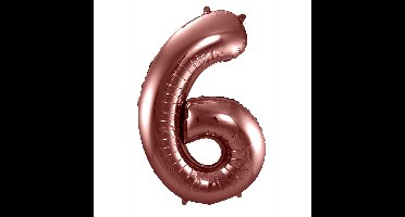 Folat Verjaardag Leeftijd folieballon - 6 jaar - rose goud - 86 cm - cijferballon groot