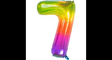 Folat Verjaardag Leeftijd folieballon - 7 jaar - multi kleur - 86 cm - cijferballon groot