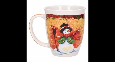 G. Wurm Kerstmok sneeuwpop met hoed - keramiek - 300 ml - koffie/thee mok - kerstversiering