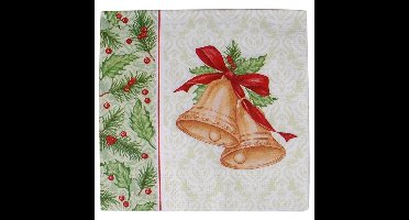 Gerimport Kerstservetten - 20x - kerstbellen print - 33 x 33 cm - 3 laags?