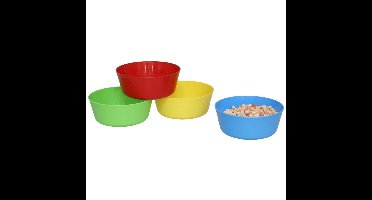 Gerimport Picknick/camping kommen/snack schaaltje - 4x stuks - multi - kunststof - herbruikbaar