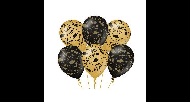 Geslaagd thema party Ballonnen - 6x - zwart/goud - You did it
