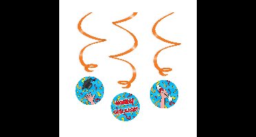 Geslaagd thema party hangdecoraties - plastic - blauw/rood - set van 3x stuks - 14 cm