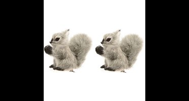 Grijze eekhoorns kerstversiering clip decoratie 8 cm