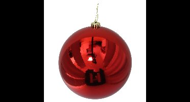 Grote decoratie kerstbal - rood - 15 cm - kunststof - glimmend - kerstversiering