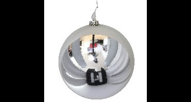 Grote decoratie kerstbal - zilver - 20 cm - kunststof - glimmend - kerstversiering