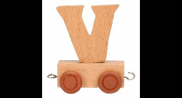 Houten namen treintje letter V